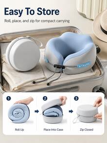 1pc Ergonomic U-Shaped Neck Pillow With Storage Bag - Memory Foam Travel And Office Support, Detachable And Washable Cover, Lightweight Portable Neck Pillow, Suitable For Airplane, Car, Bed - Compressible Fit Design (No Power Required) - U-shaped Pillow - View 3