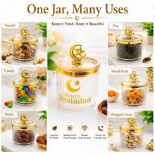 2/4 Pcs Set,Ramadan Storage Jars With Lids, PS Plastic Candy Jars With Gold Moon Star Handle, Decorative Food Storage Containers For Dates, Nuts, Candy, Eid Party Decor, - View 10