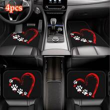 1pc/4pcs Car Floor Mats And Trunk Mats, Multiple Sizes Available, Car Interior Floor Mats, Car Protection Mats, Polyester Material, Suitable For Trucks/Cars/Off-Road Vehicles, Ideal Gift For Holidays And Friends, Easter Decoration, Fashion Interior Protection - Red Heart - View 2