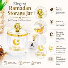 2/4 Pcs Set,Ramadan Storage Jars With Lids, PS Plastic Candy Jars With Gold Moon Star Handle, Decorative Food Storage Containers For Dates, Nuts, Candy, Eid Party Decor, - View 5