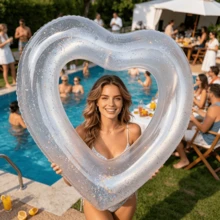 New Cross-Border Popular Heart-Shaped Swim Ring, Suitable For Adult Women, Cute Underarm Float, Attractive Water Photography Swim Ring, Beach Essential, Beach Accessory, Pool Float - Love-shaped Swimming Ring - View 4