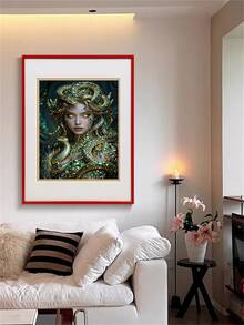 1pc DIY Diamond Painting Kit, Mythological Beauty Full Drill Sticker Painting, Snake-Shaped Decorative Figure Diamond Art, Luxury Art Decor For Living Room, Entryway, Bedroom, Handmade Creative Gift - round diamond - View 5