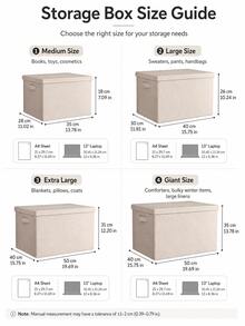 1pc Foldable Multi-Functional Storage Box, Large Capacity Lidded Drawer Clothes Organizer, Stackable, Perfect For Household, Bedroom, Closet & Seasonal Storage, Room, Home & Christmas Festival Decor, Must-Have For Back To School Dorm Storage - White - View 12