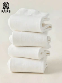 100/50/40/30 Pasang Kaos Kaki Wanita Putih Setengah Betis, Bernapas dan Nyaman, Cocok untuk Pemakaian Sehari-hari di Rumah Musim Semi/Panas, 1/4/5/10/15/20/30/40/50/100 Pasang (Pilihan) - Putih - View 11