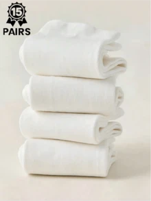 100/50/40/30 Pasang Kaos Kaki Wanita Putih Setengah Betis, Bernapas dan Nyaman, Cocok untuk Pemakaian Sehari-hari di Rumah Musim Semi/Panas, 1/4/5/10/15/20/30/40/50/100 Pasang (Pilihan) - Putih - View 9