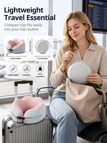 1pc Ergonomic U-Shaped Neck Pillow With Storage Bag - Memory Foam Travel And Office Support, Detachable And Washable Cover, Lightweight Portable Neck Pillow, Suitable For Airplane, Car, Bed - Compressible Fit Design (No Power Required) - U-shaped Pillow - View 4