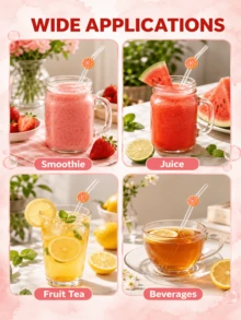 1pc/2pcs/5pcs Reusable Glass Straws With Cute Orange Slice Decor, Fresh Aesthetic Transparent Drinking Straws, Suitable For Cold Drinks, Milkshakes, Sparkling Water, Milk Tea And Juices, Perfect For Summer Parties, Picnics And Camping, Great Gift For Girls - Style G - View 3
