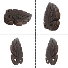 4pcs/Set Monstera Leaf Wood Coasters, Heat-Insulating And Non-Slip To Protect Tabletops, Home, Kitchen, And Dining Table Decorations, Bohemian Style Drink Mats. - Multicolor - View 11