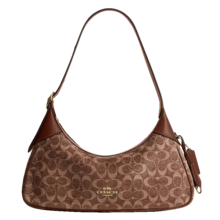 Coach Ella 35 經典字母印花拉鍊女款時尚單肩馬鞍包 - 鏽棕色 - 查看 9