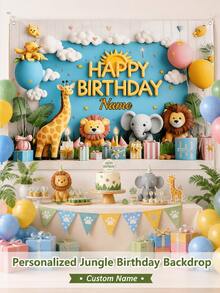 1-Piece Custom Text Design, Animal-Themed, Versatile, Vinyl Backdrop Banner. Hangable, Multifunctional, Highly Decorative, Colorful, Back To School - Multicolor 4 - View 3