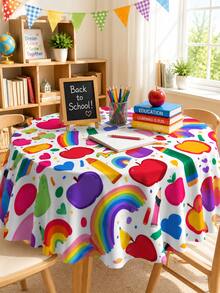 1 buah Taplak Meja Selamat Datang Kembali ke Sekolah, Taplak Meja Persegi Panjang dan Bulat Motif Kartun Buah Pelangi Pensil yang Lucu, Tahan Noda dan Kerut, Dekorasi Kelas Guru, Cocok untuk Pesta Kembali ke Sekolah Anak-anak, Dekorasi Meja Makan Dapur - MultiWarna - View 14