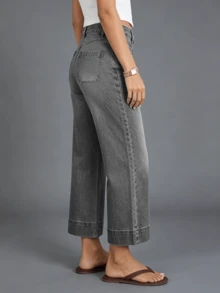 New Women's Washed Capri Length Jeans, Fashionable And Sexy Pants Casual Spring - Grey - View 4