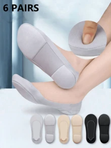 3/6 Pairs Women's Soft Sponge Bottom Cushioned Comfortable Invisible Socks, Suitable For Any Shoe Type, Mother's Day Gift (Run Small) - Multicolor - View 4