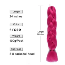 Pre-Stretched Jumbo Braiding Hair 24 Inch Kanekalon Synthetic Hair Extensions 100g/Pack, Tangle-Free Blended Hair, Suitable For African Box Braids And Twist Braids - Hot Pink - View 5
