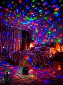 1pc [Starry Sky Projection Light] Multi-Color Moon And Star Projection Light, Rotating Light Effect Suitable For Living Room, Bedroom, Party And Room Decoration - Multicolor - View 2