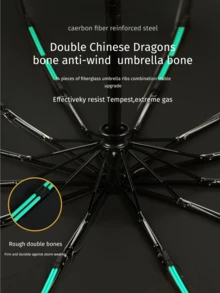 Extra Large Windproof Automatic Umbrella - Portable Waterproof Folding Business Umbrella, Dual-Use For Sun And Rain - Ideal For Outdoor Activities And Daily Use (Can Customize Umbrella Fabric, Umbrella Ribs Color, English Letter Pattern Design, Button Shape And Color) - Multicolor - View 8