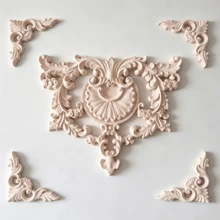 5pcs Solid Wood Carving Sets Of Flowers, Woodworking Supplies, Home Decorations, Suitable For Cabinets, Doors And Windows, Furniture, Background Walls, Porches, Offices And Other Decorations, Holiday Decorations, DIY Decorations. - Multicolor - View 2