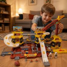 Children's Track Car Set, Boys 3-Layer Parking Garage Toy With Crane, Suitable As Birthday Gift (Random Color) - Yellow - View 5