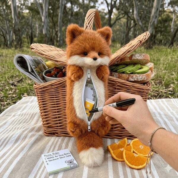 1pc Cute 3D Fox Plush Pencil Case, Super Soft Fluffy Cartoon Animal Shaped Large Capacity Zipper Pencil Pouch, Multi-Functional Stationery Storage Bag Suitable For Students Girls Children, Aesthetic Style Portable Makeup Brush Bag For School Office Travel