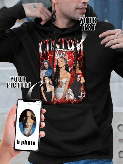 Customized Men's Autumn Winter Personalized Hoodies Sweatshirts - Add Your Photo And Your Text/Logo .Custom Girlfriend Hoodies. Bootleg RapHoodies.