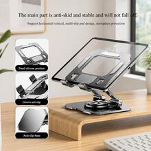 Soporte de metal para tableta de escritorio, soporte giratorio y plegable para transmisión en vivo, soporte para tableta con disipación de calor para personas con mala postura al aprender y ver - Negro mate - Ver 4