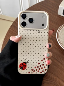 1件 白色波點甲蟲圖案極簡個性化 TPU 防震全包覆手機殼，適用於 Apple 17 16 15 14 13 12 11 Pro Max Air 及系列 - 彩色 - 查看 2