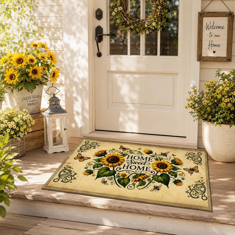 1/2 buah Keset Pintu Motif Bunga Matahari, Keset Lantai Dapur, Keset Penyerap Poliester, Keset Lantai Dapur, Cocok Untuk Dapur, Ruang Tamu, Pintu Masuk, Balkon, Dekorasi Rumah, Hadiah Liburan, Keset Kamar Tidur, Keset Kaki, Keset Hewan Peliharaan, Dekorasi Kamar Mandi, Dekorasi Ruangan, Dekorasi Dapur - MultiWarna - View 1
