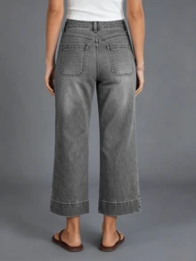 New Women's Washed Capri Length Jeans, Fashionable And Sexy Pants Casual Spring - Grey - View 2