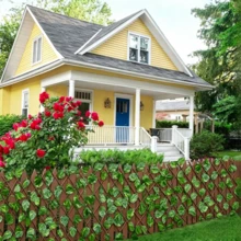 Artificial Grape Leaf Expandable Wooden Fence, (Small/Large Size) Green Leaf Privacy Screen, Freely Stretchable, Garden Path Landscaping, Balcony Fence Privacy Screen, Garden Decorative Fence - Multiple Specifications - View 4