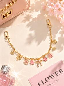 1pc Luxury Handmade Full Rhinestone Chain - Inlaid With Sparkling Rhinestones, Decorated With Bow, Star And Heart Patterns. Can Be Used As Bag Chain, Pendant, Wallet Charm, Decorative Chain Or Keychain Multi-Purpose Accessory. An Elegant Gift For Women, Adding Charm To Bar, Nightclub, Travel, Party Or Daily Casual Wear. - Multicolor - View 5