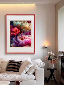 1pc Diamond Painting Kit, Luxury Style Colorful Peony Flower Diamond Art, Handmade DIY Full Drill Sticker Painting, Living Room Bedroom Entrance Hall Decoration, Adult Stress Relief Craft Kit - round diamond - View 5