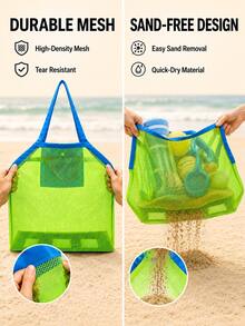 1pc Large Capacity Mesh Tote Bag, Foldable Quick-Dry Pool Swimming Handbag, Multi-Functional Travel Shopping Storage Bag, Suitable For Beach Games, Towels, Swimwear, Fitness Sports Equipment, Laundry, Toy Storage And Daily Essentials - Blue - View 7