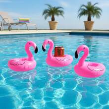 Summer Pool Accessory 2/6/10 Pack Inflatable Flamingo Floating Cup Holder Waterproof PVC Floating Drink Coaster For Beach Vacation Pool Party - Multicolor - View 3