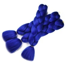 預拉伸大束編髮髮束 24 英吋 Kanekalon 合成髮接髮 100g/包，不糾結混色髮，適用於非洲盒編髮與扭繩編髮 - 藍色 - 查看 8