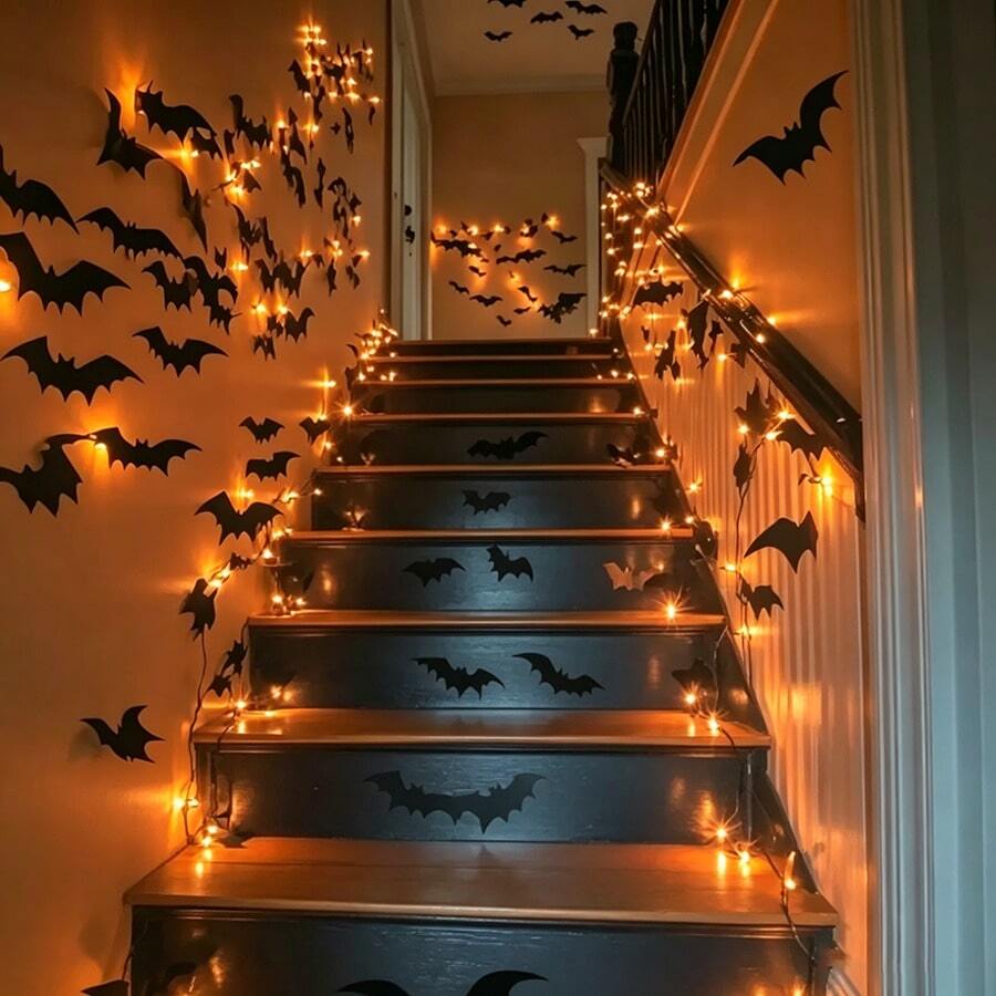 Halloween 3D Bat Wall Decor, Reusable! Scary Decoration, 4 Sizes Halloween Decoration Suitable For Halloween Party Trick Or Treat And Home Decor, Room Decoration. - View 1