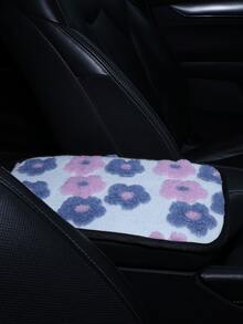 Car Interior Front Armrest Box Cushion Cute Flower Winter Comfortable Plush Warm Anti Slip Jacquard Armrest Box Protective Cover - Jacquard Armrest Cushion - View 5