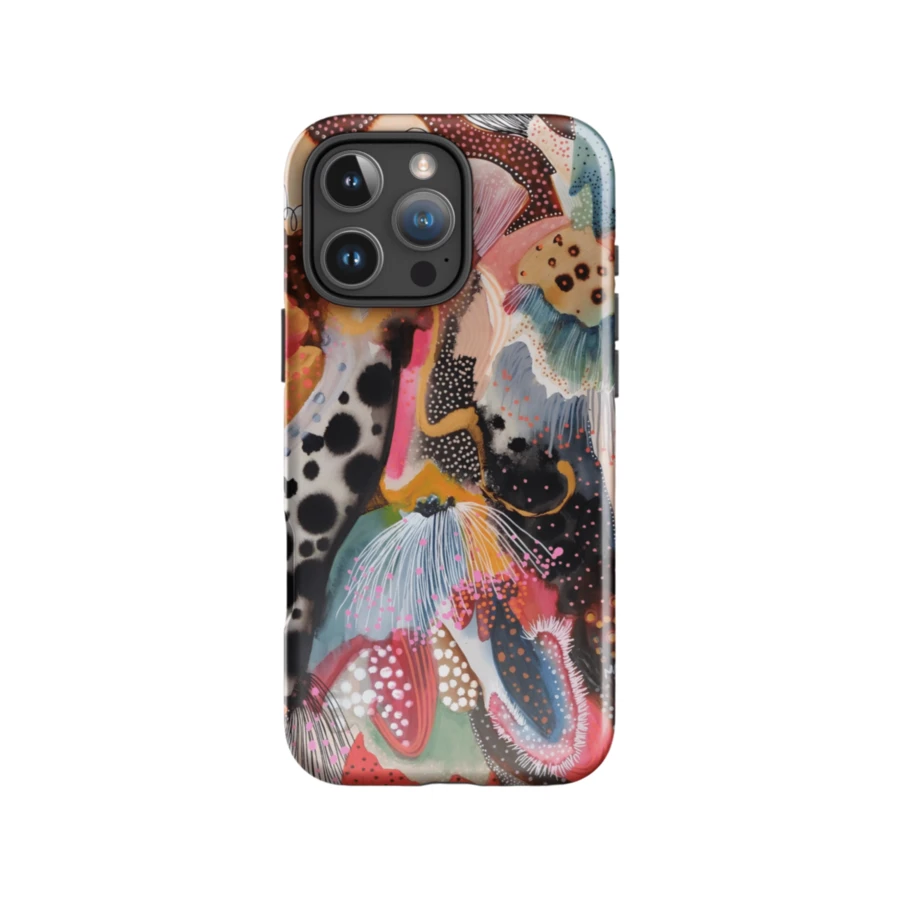 Ocean Wild 手機殼 抽象海洋生物圖案 彩色藝術風格 相容 iPhone 17 16 15 14 Plus 13 12 11 Pro Max - 彩色 - 查看 1