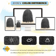 Curly Headband Wigs For Women,Headband Wig Deep Curly Wave Half Wigs Synthetic Glueless Short Natural Black Wig - Black# - 查看 7
