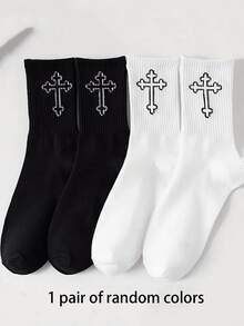 10 Pairs Unisex Black & White Mid-Calf Socks, Minimalist Solid Color, Simple Daily Wear, Suitable For Everyday Use (1/3/5/10 Pairs) - Multicolor - View 19