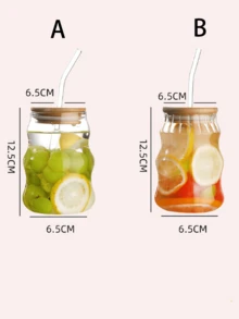 1pc 450ml Heat-Resistant Cup, Suitable For Coffee, Milk And Other Beverages, Transparent Glass Material, High Borosilicate Glass Straw Cup - Multicolor - View 3