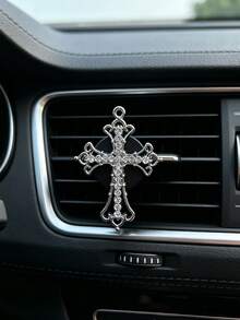 Alloy Rhinestone Cross Car Air Vent Decor High-End Car Air Conditioner Vent Aromatherapy Clip Decorative Clip Car Accessories - A - View 8