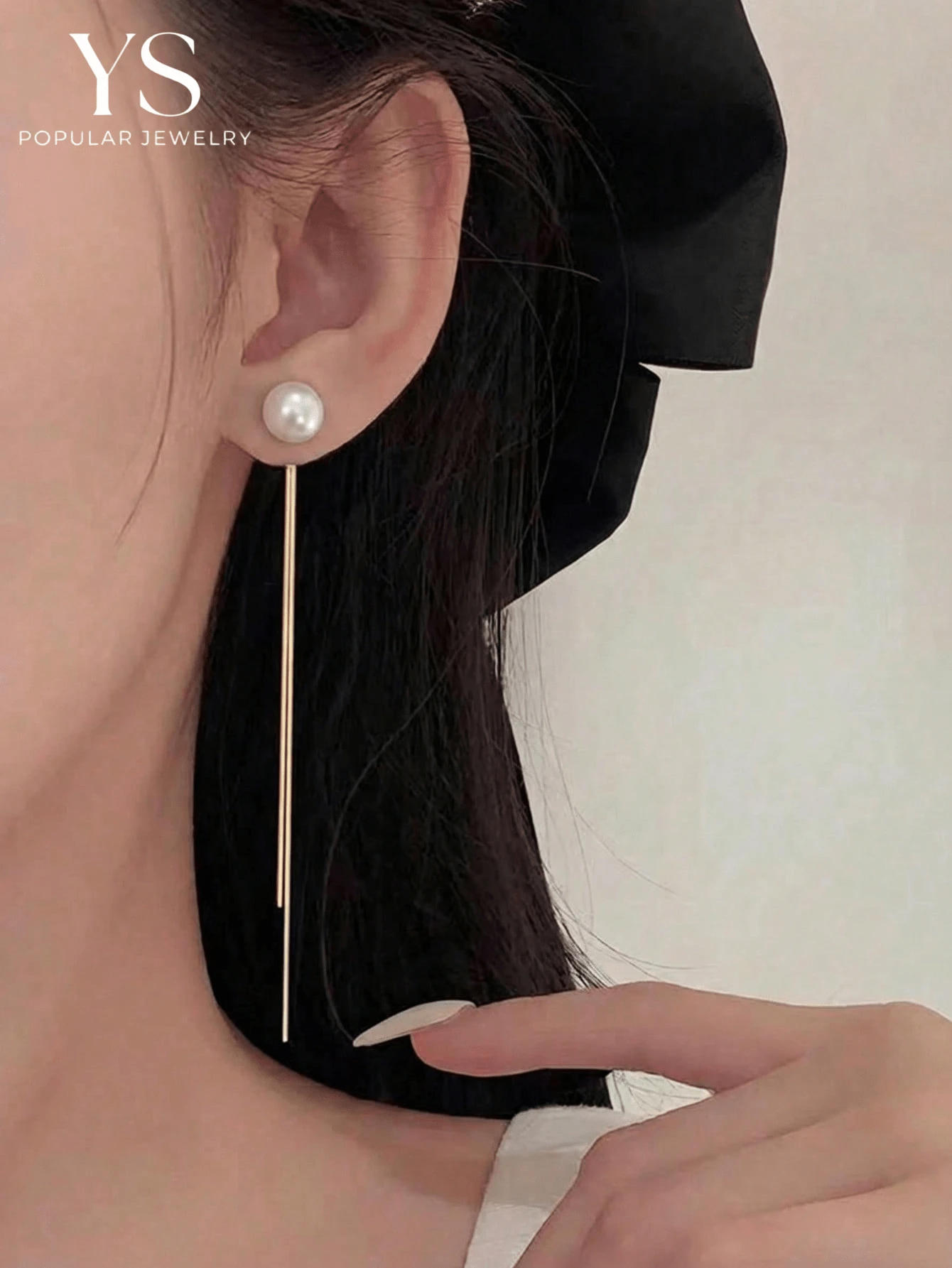DAZY 1 Pair Fashionable Minimalist Long Faux Pearl Tassel Earrings, Slimming Face Design, Versatile Daily Wear Earrings For Women