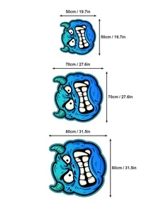 1pc Cool Cartoon Angry Blue Monster Shaped Rug, Street Graffiti Cyan Creative Bathroom Mat, Fun Cute Monster Plush Irregular Carpet, Suitable For Game Room Bedroom Bathroom Living Room Dorm Decor, Teen Boy Gamer Aesthetic Home Decor Gift - Blue - View 4