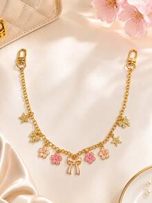 1pc Luxury Handmade Full Rhinestone Chain - Inlaid With Sparkling Rhinestones, Decorated With Bow, Star And Heart Patterns. Can Be Used As Bag Chain, Pendant, Wallet Charm, Decorative Chain Or Keychain Multi-Purpose Accessory. An Elegant Gift For Women, Adding Charm To Bar, Nightclub, Travel, Party Or Daily Casual Wear. - Multicolor - View 4