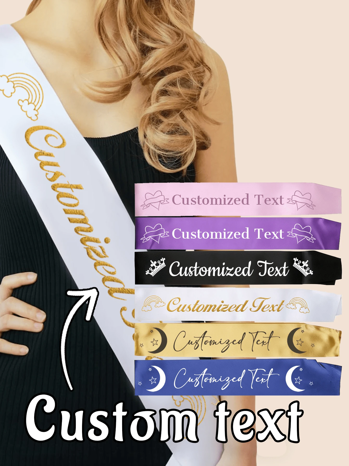 1/2/5/10/20/40/80pcs Customized Party Sashes With Text, Personalized Logo Text Sashes, Bride-To-Be Sashes, Bachelorette Party Sashes