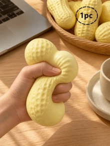 1pc Realistic Peanut Squeeze Toy, Soft Nut-Shaped Stress Relief Fidget Toy - 花生 - 查看 7