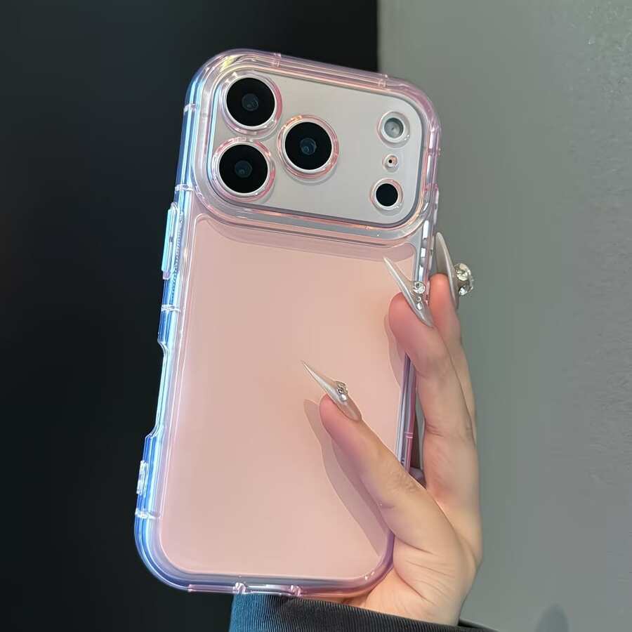 Cute Soft Tone Jelly Phone Case, Compatible With IPhone 17 Pro Max, 17 Pro, 17 Air, 17, 16 Pro Max, 16 Pro, 16 Plus, 15 Pro Max, 15 Pro, 15, 14 Pro Max, 14 Pro, 15, 16, 12, 13 Models, Shockproof Camera Lens Protection - Pink - View 1