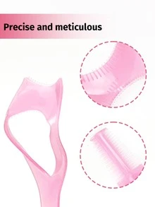 1 pièce Applicateur de mascara 3-en-1, aide-cils, parfaitement adapté aux débutants pour appliquer le mascara et l'eye-liner, crée des cils naturels sans grumeaux, applicateur de protection de mascara avec séparateur de cils et pince à cils, accessoires de maquillage pour filles - Rose bonbon - Voir 3