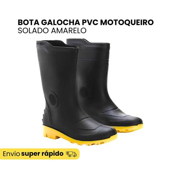 Bota Galocha Cano Médio Pvc Solado Amarelo Motoqueiro/jardim Para Chuva