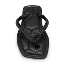 Rasteirinha Feminina com Strass e Palmilha Confortável, Chinelo Casual Elegante para o Dia a Dia - Rasteira SL Preta - Visão 4